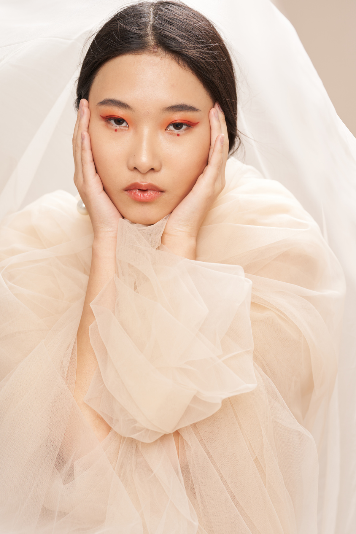 Asian Woman with Narrow Eyes Makeup Cloth